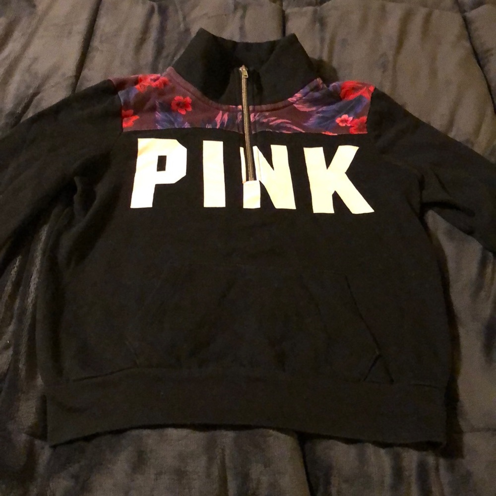 PINK half zip long sleeve top